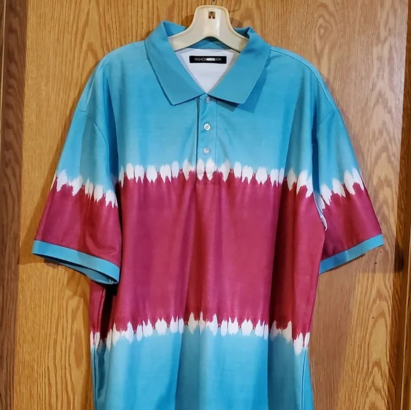 Fashion Nova Gerardo short sleeve tie dye polo shirt polyester size L - Picture 3 of 11